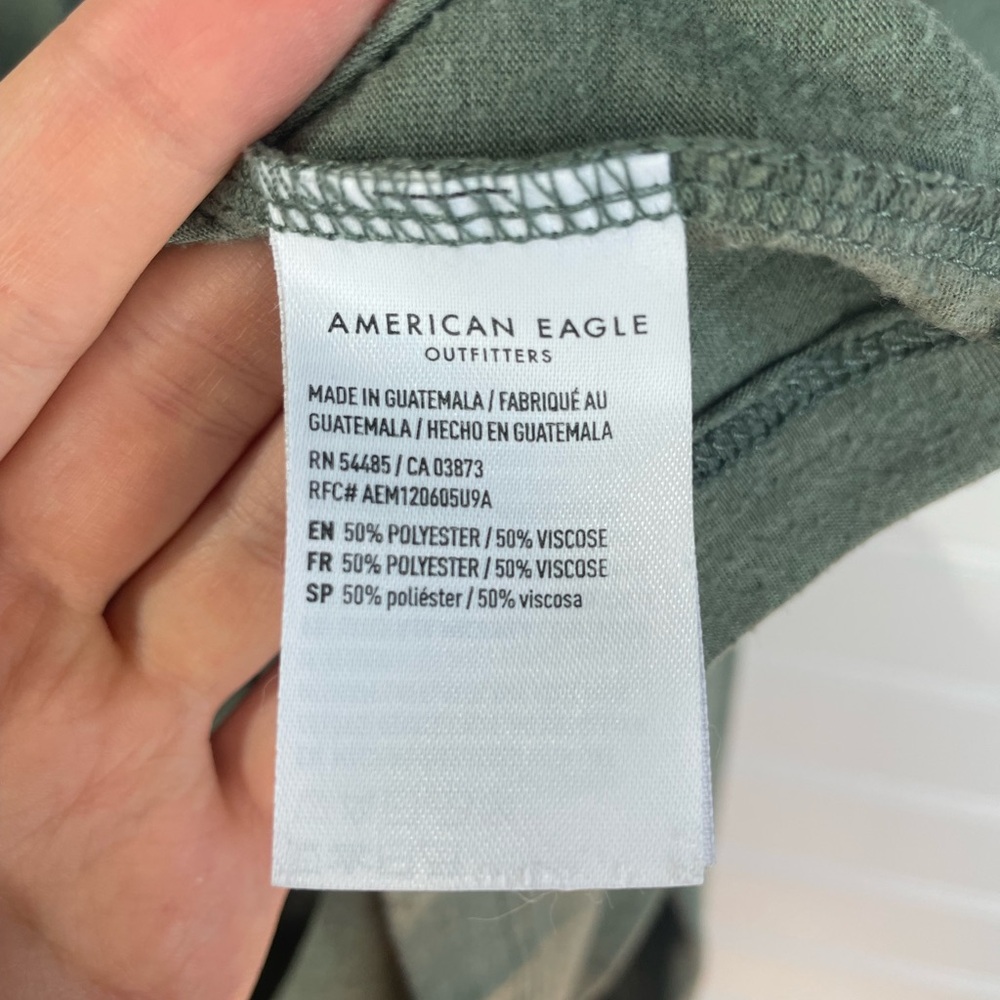 American Eagle Olive Green Short Sleeve Peplum Babydoll Tee XS Women’s EUC - Picture 6 of 10